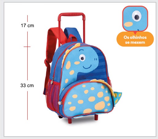 MOCHILA RODINHA PETS CP24508B 7650 DINO