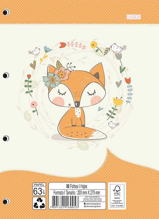 Caderno Escolar com Furos So Cute São Domingos