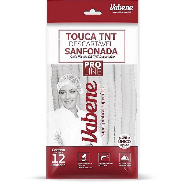 TOUCA DESCARTAVEL SANFONADA 20CM 100%TNT BRANCA 12