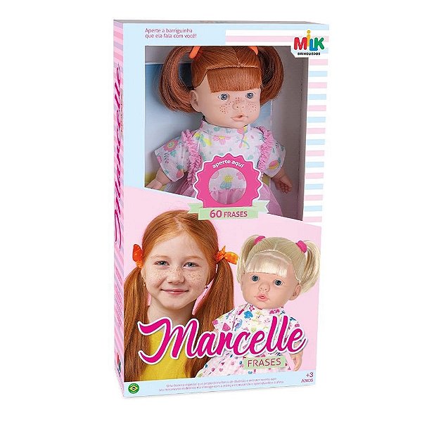 BONECA MARCELLE FRASES - RUIVA MILK BRINQUEDOS