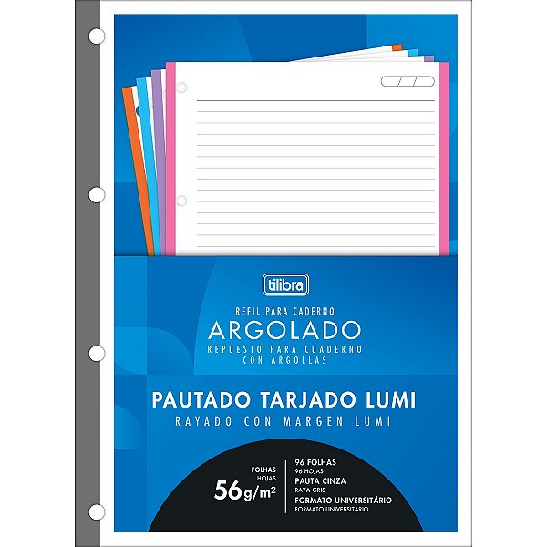 Refil Tiliflex Tarjado Lumi para Caderno Argolado