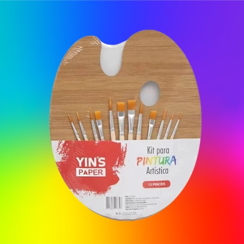 Kit Para Pintura Arti­stica 12 Pinceis e 1 Paleta