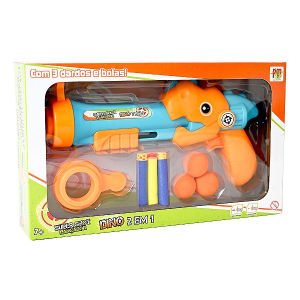Lançador Super Shot Dino 2 em 1 DMtoys
