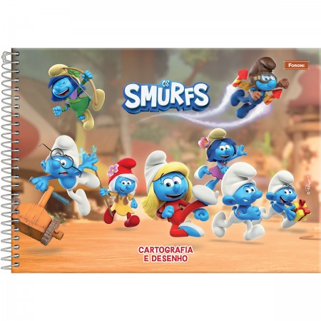 CADERNO CARTOGRAFIA 80FLS SMURFS FSC FORONI