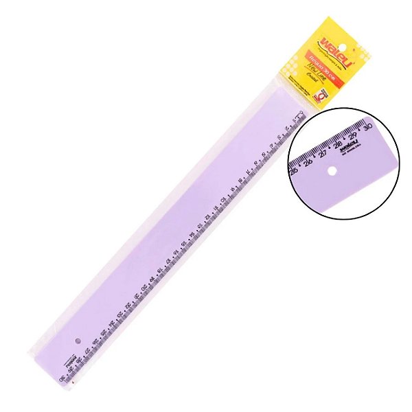 REGUA DE 30 CM NEW LINE LILAS PASTEL WALEU