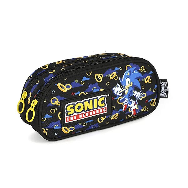 Estojo 2 Divisorias Escolar Sonic The Hedgehog Pre