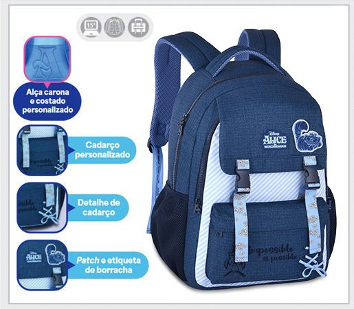 MOCHILA AC24625 ALICE NO PAÍS DAS MARAVILHAS 6768