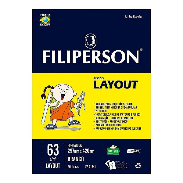BLOCO LAYOUT BRANCO 63G 297X420MM A3 50 FLS