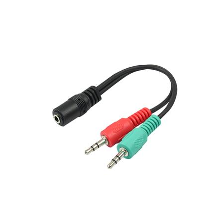54CABO ADAPTADOR P3 FEMEA X 2 P2 MACHO - P/MICROFONE E FONE HEADSET - 20CM - PRETO