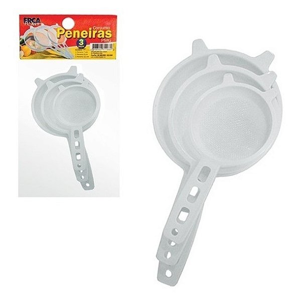 PENEIRA COADOR CB. PLASTICO C/3 PCS 11/9/7CM0 1168 ERCA PLAST