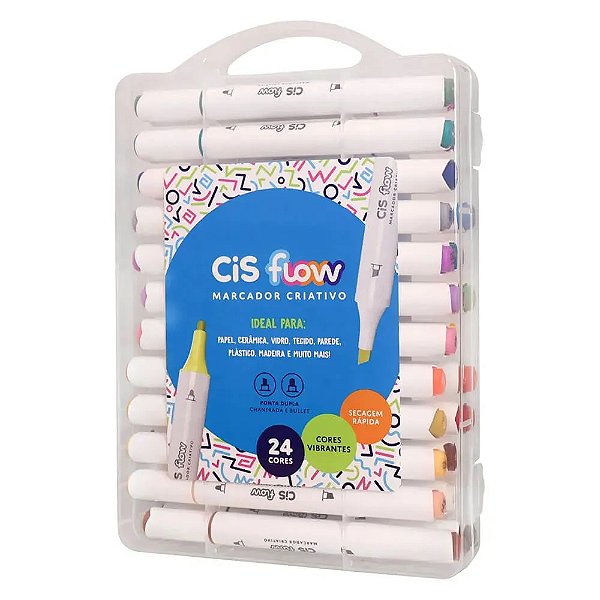 MARCADOR CRIATIVO CIS FLOW ESTOJO 24 CORES