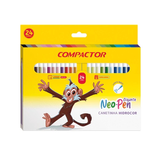 CANETINHA HIDROGRAFICA NEO PEN GIGANTE 24 CORES UNIDADE COMPACTOR