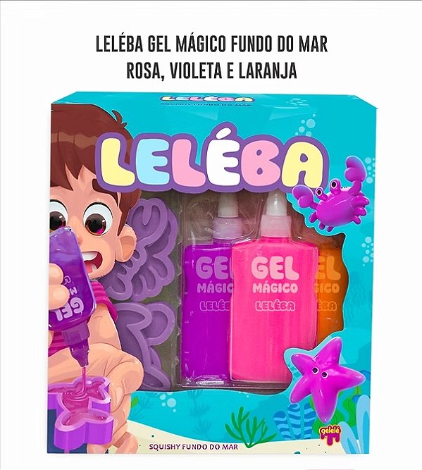 Leleba Gel Magico 8 Rosa Violeta Laranja Fundo do Mar Doce Brinquedo