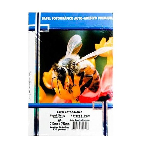 PAPEL FOTOGRAFICO INKJET A4 GLOSSY ADESIVO 130G PREMIUM 20 FOLHAS MASTERPRINT