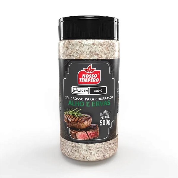 SAL GROSSO PARA CHURRASCO ALHO E ERVAS - 500G NOSSO TEMPERO
