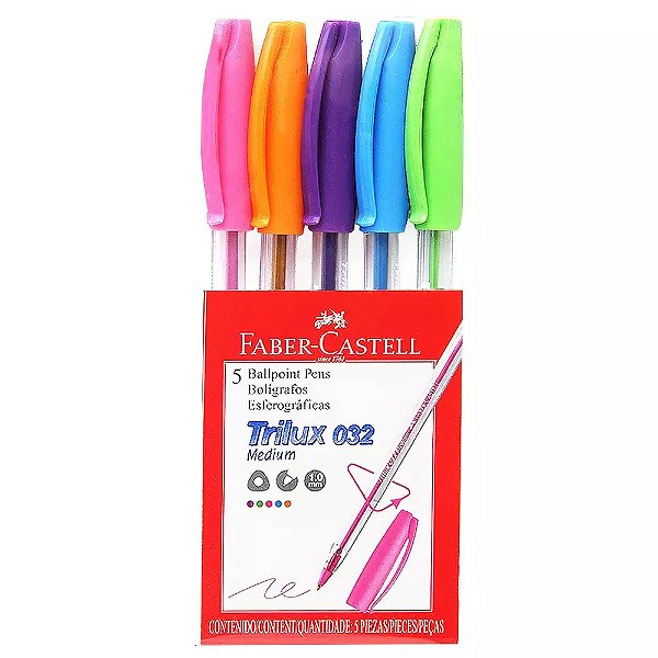 CANETA TRILUX COLORS CARTELA 5 CORES FABER CASTELL