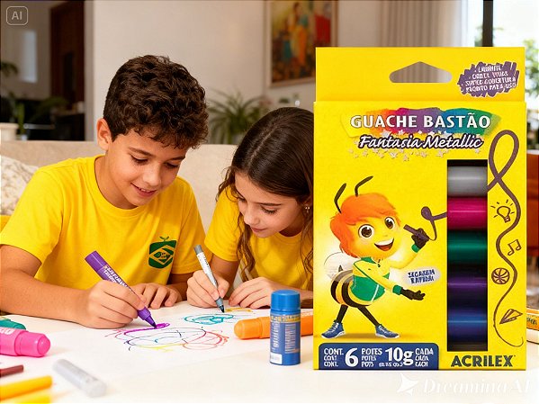 GUACHE BASTAO METALLIC 6 CORES ACRILEX