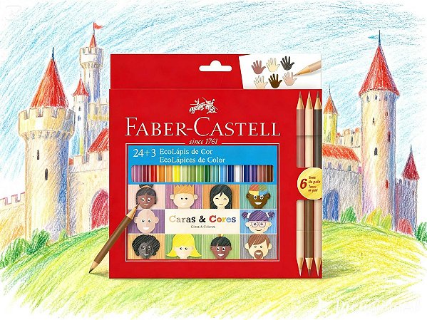 LAPIS DE COR ECOLAPIS 24+3 CARAS & CORES FSC FABER CASTELL