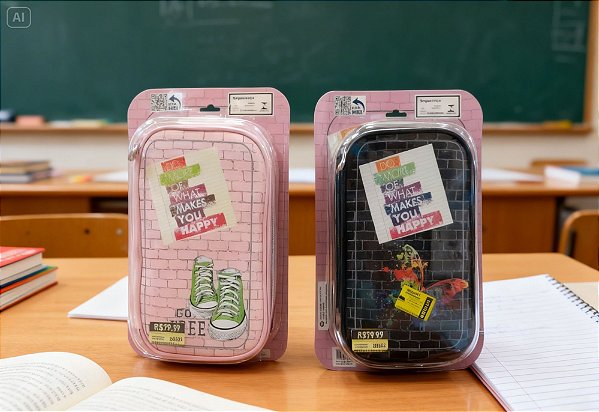 ESTOJO ESCOLAR NEOPRENE CASE DUPLO MEDIO SORTIDO