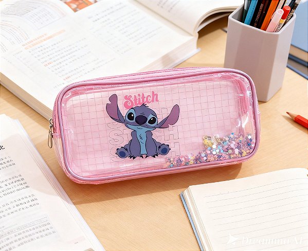ESTOJO CASE COM PAETÊ STITCH COR SORTIDA