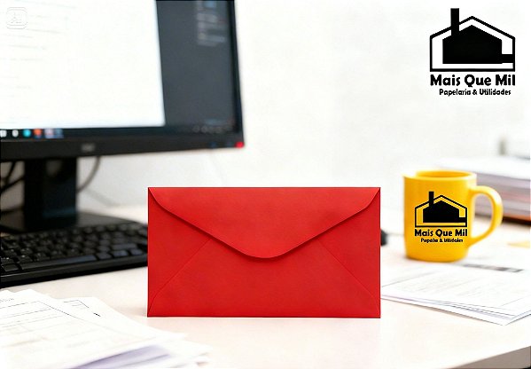 Envelope Ofício Vermelho 114x229 mm Colorido para Cartas e Convites Unidade