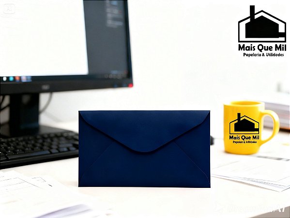 Envelope Ofício Azul Marinho 114x229 mm Colorido para Cartas e Convites Unidade
