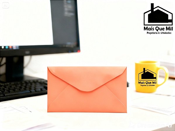 Envelope Ofício salmão 114x229 mm Colorido para Cartas e Convites Unidade