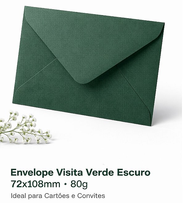 Envelope Visita verde escuro 72x108mm 80g Foroni – Ideal para Cartões e Convites
