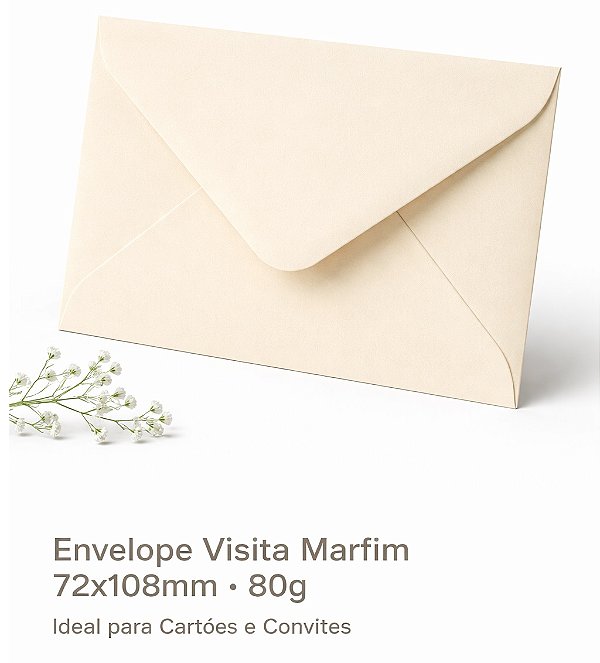Envelope Visita Marfim 72x108mm 80g Foroni para Cartões e Convites