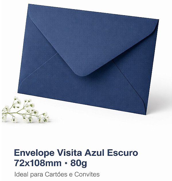 Envelope Visita Azul Escuro 72x108mm 80g Foroni para Cartões e Convites