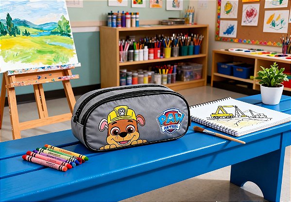 Estojo Escolar Patrulha Canina com 3 Zíperes Luxcel – Organizador Infantil Resistente Sortido