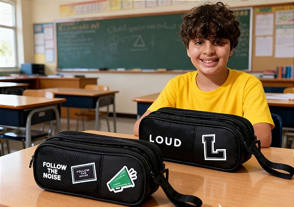 Estojo Duplo LEO&LEO LO24658 Loud 7109 – 2 Compartimentos com Zíper | Juvenil