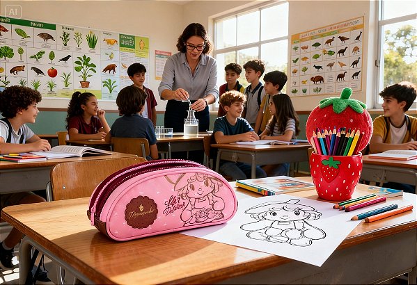 Estojo Moranguinho MO27413 Clio Style – Escolar Infantil Resistente com Zíper Sortido