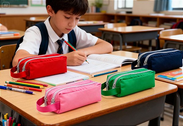 Estojo 2 zíperes cores sortidas Daterra