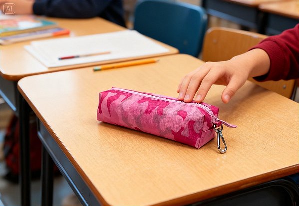 Estojo escolar camuflado grande Feminino Daterra
