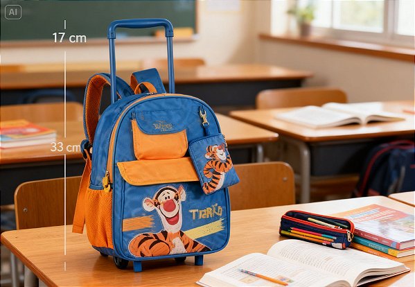 Mochila Rodinha Tigrão Disney Infantil Escolar