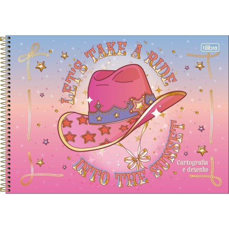 Caderno de Cartografia e Desenho West Girl 80 Folhas | Caderno Escolar Infantil Feminino