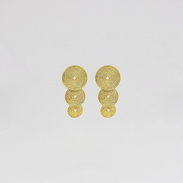 Brinco Chapas de Metal Pendente com Textura Martelada