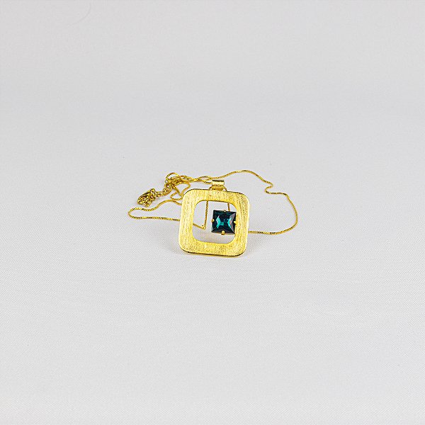 Cordão Delicado Losango com Pedra Chaton Azul
