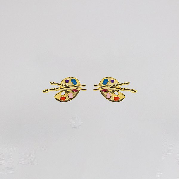 Brinco Paleta de Cores com Pincéis Esmaltado