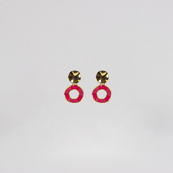 Brinco Duo Orbe Textura Ondulada e Esmaltada