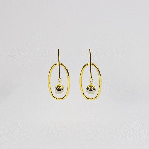 Brinco Elegante Oval com Pérola Pendente