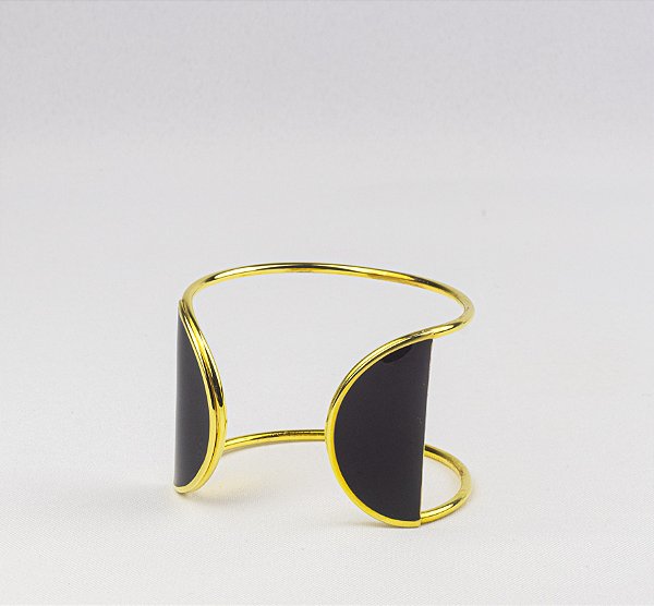 Bracelete Duo Meia Esfera Esmaltado Aberto