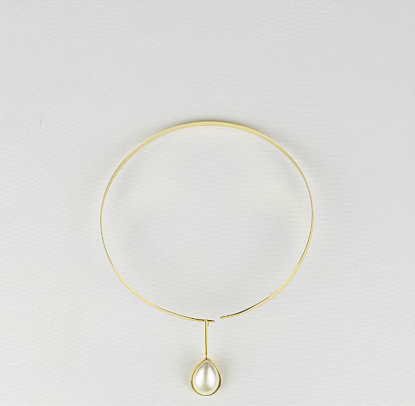 Choker Minimalista com Pérola Central Pendente Delicada