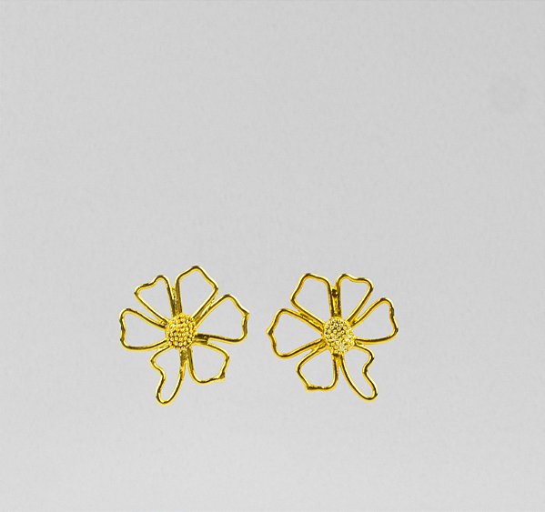 Brinco Minimalista Flor de Hibisco Vazado