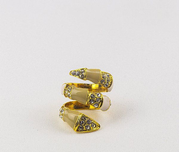 Anel Maxi Espiral Esmaltado com Pedras Cravejadas