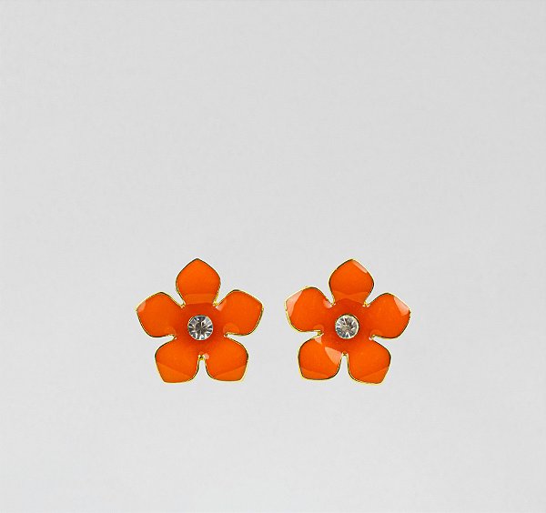 Brinco Elegante Flor com Pedra Chaton Central