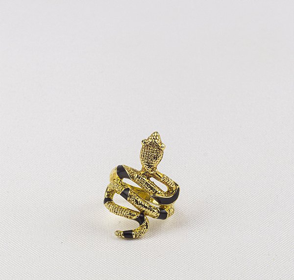 Anel Elegante Serpente com Detalhes Entalhados