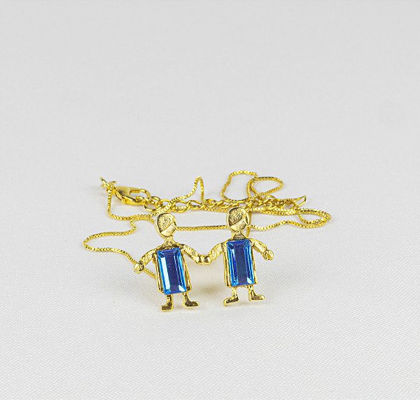 Cordão Delicado Pingente Filhos Esmaltado
