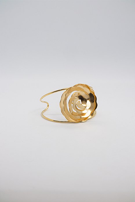 Bracelete Rosa Vazada Espiral com Ressalto Ajustável